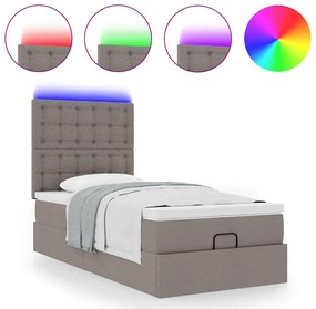 Estrutura de cama otomana com colchão tecido cinzento 100x200cm