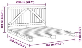 Estrutura de cama com cabeceira 200x200 cm pinho maciço cinza