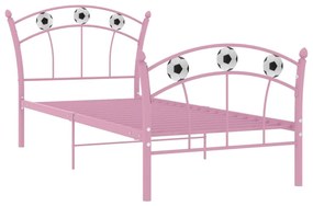 Estrutura de cama com design de futebol 90x200 cm metal rosa