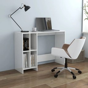 vidaXL Secretária 102,5x35x75 cm derivados de madeira branco brilhante