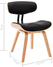 Cadeiras jantar 2 pcs madeira curvada e couro artificial preto