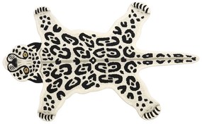 Tapete para crianças em lã creme e branca impressão leopardo 100 x 160 cm MIBU Beliani
