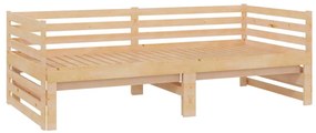 Sofá-cama de puxar 2x(90x200) cm madeira de pinho maciça