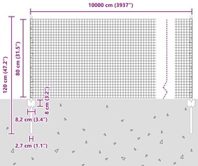 Cerca de Arame Soldado com 44 Postes U Cinza 0,8x100 m Aço