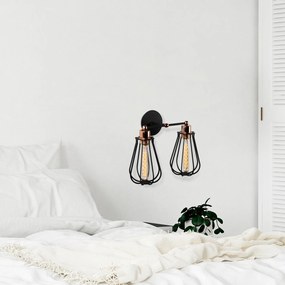 Aplique de Parede Fetiye – Preto e Bronze – 15 cm Ø