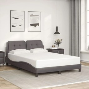 Estrutura cama c/ cabeceira 140x200cm couro artificial cinzento
