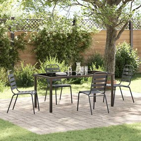 vidaXL Conjunto de Jantar de Jardim 5 Peças Cinza Escuro Aço