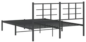 Estrutura de cama em metal com cabeceira 150x200 cm preto