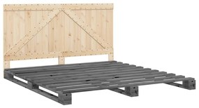 Estrutura de cama com cabeceira 200x200 cm pinho maciço cinza