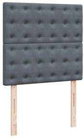 Cama com molas/colchão 90x200 cm veludo cinza-escuro