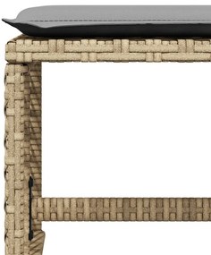 11 pcs conjunto de jantar p/ jardim com almofadões vime PE bege