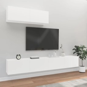 Conjunto móveis de TV 3 pcs madeira processada branco