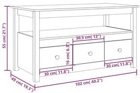 Mesa de centro 102x49x55 cm pinho maciço