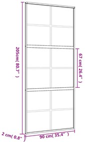 Porta deslizante 90x205 cm vidro ESG fosco/alumínio dourado