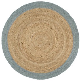 Tapete artesanal em juta com rebordo verde azeitona 210 cm
