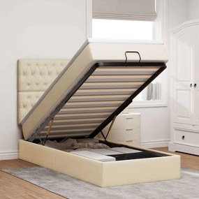 vidaXL Estrutura de cama otomana com creme de colchão 80x200cm tecido