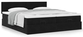 Estrutura de cama otomana com colchões 200x200cm veludo preto