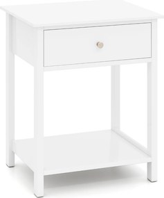Mesa de cabeceira com gaveta, prateleira aberta e pés antiderrapantes 48 x 40 x 58 cm, branca