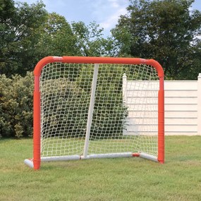 vidaXL Baliza de hóquei 137x66x112 cm poliéster vermelho e branco