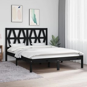 vidaXL Estrutura de cama 140x200 cm madeira de pinho maciça preto