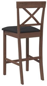 Bancos de bar com almofadões 2pcs madeira de seringueira maciça
