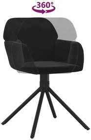 Cadeiras de jantar giratórias 2 pcs veludo preto