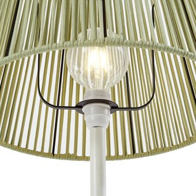 Candeeiro de pé para exterior branco com abajur de corda verde IP44 / IP54 - Virginia Jayla Japandi