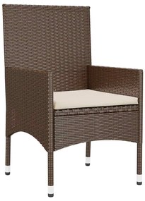 6 pcs conj. lounge jardim c/ almofadões 6 pcs vime PE castanho