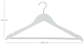 Conjunto de 10 cabides em madeira de bordo 44,5 x 23 cm branco