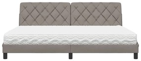 Cama com colchão 200x200 cm tecido cinzento-acastanhado