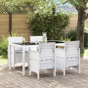 vidaXL Cadeiras de Jardim com Almofadas 4 pcs Rattan Branco