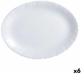 Recipiente de Cozinha Luminarc Feston Oval Branco Vidro (ø 33 cm) (6 Unidades)