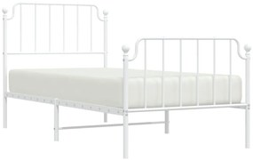 Estrutura de cama com cabeceira e pés 90x200 cm metal branco
