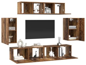 Conjunto de móvel de TV 6 pcs Madeira antiga Médio