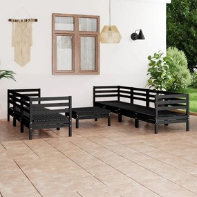 8 pcs conjunto lounge de jardim pinho maciço preto