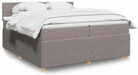 vidaXL Cama com molas/colchão 200x200 cm tecido castanho-acinzentado