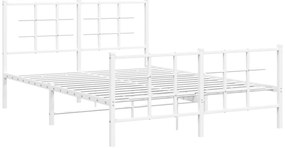 Estrutura de cama com cabeceira e pés 140x200 cm metal branco
