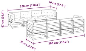 9pcs conj. sofás jardim c/ almofadões pinho maciço castanho mel