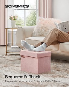 Banco de arrumação com tampa com capacidade para 130 kg 31 x 41 x 31 cm cor-de-rosa pastel