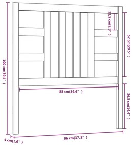 Cabeceira de cama 96x4x100 cm pinho maciço