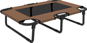 PawHut Cama elevada dobrável para cães, cama para animais de estimação exterior com design em malha Café Oxford 75 x 51 x 18 cm | Aosom Portugal