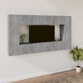 Conjunto móveis de TV 8 pcs madeira processada cinzento cimento