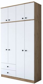 Roupeiro BA121 – Nogueira e Branco – 120x216,8x42,5 cm