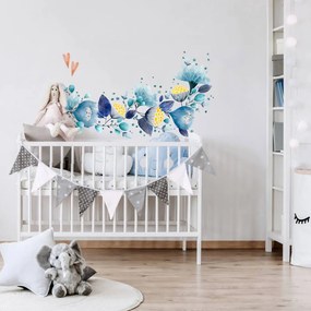 Autocolante de parede - Flores de aguarela por cima do berço