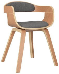 Cadeira de jantar madeira curvada e tecido cinzento-claro