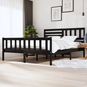 3101172 vidaXL Estrutura de cama super king 180x200 cm madeira maciça preto