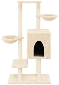 Árvore para gatos c/ postes arranhadores sisal 117 cm cor creme