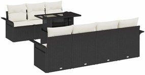 Conjunto de Sofá de Jardim com 8 Peças e Almofadas em Rattan Preto