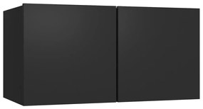 5 pcs conjunto de móveis de TV contraplacado preto