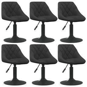 Cadeiras de jantar giratórias 6 pcs veludo preto